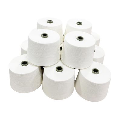 Fios GRS MVS 100% poliéster reciclado Ne32S Vortex Spinning Yarn Branco bruto